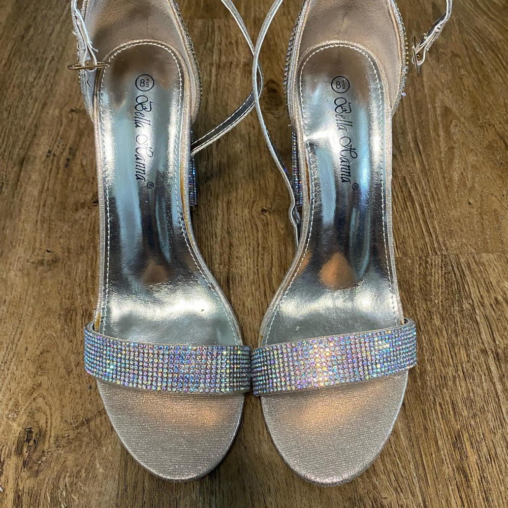 Bella Hanna Silver Rhinestone Heels